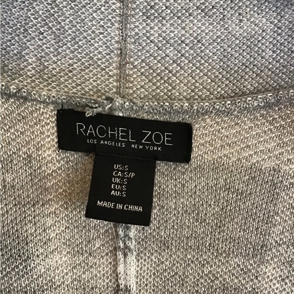 Rachel Zoe Black And Grey Plaid Long Sleeve Duster/Jacket With Fringe Size S - Picture 4 of 11